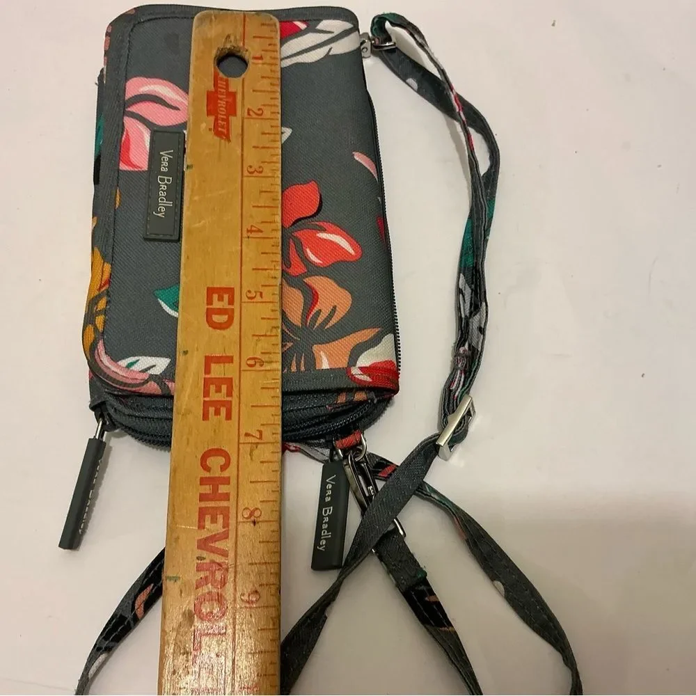 Vera Bradley Crossbody Bag - Gray with Red and Green Floral